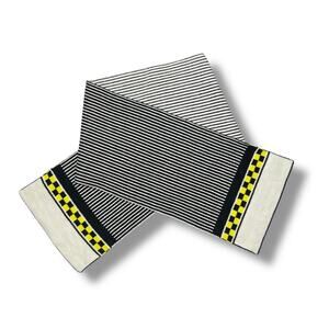 Vintage 80s Kaelin Ski Stripe Scarf Wool Blend Muffler Black White Checkerboard